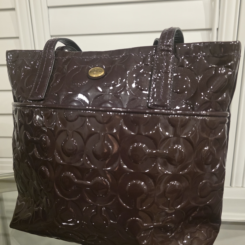 Coach Glossy Plum Tote Bag